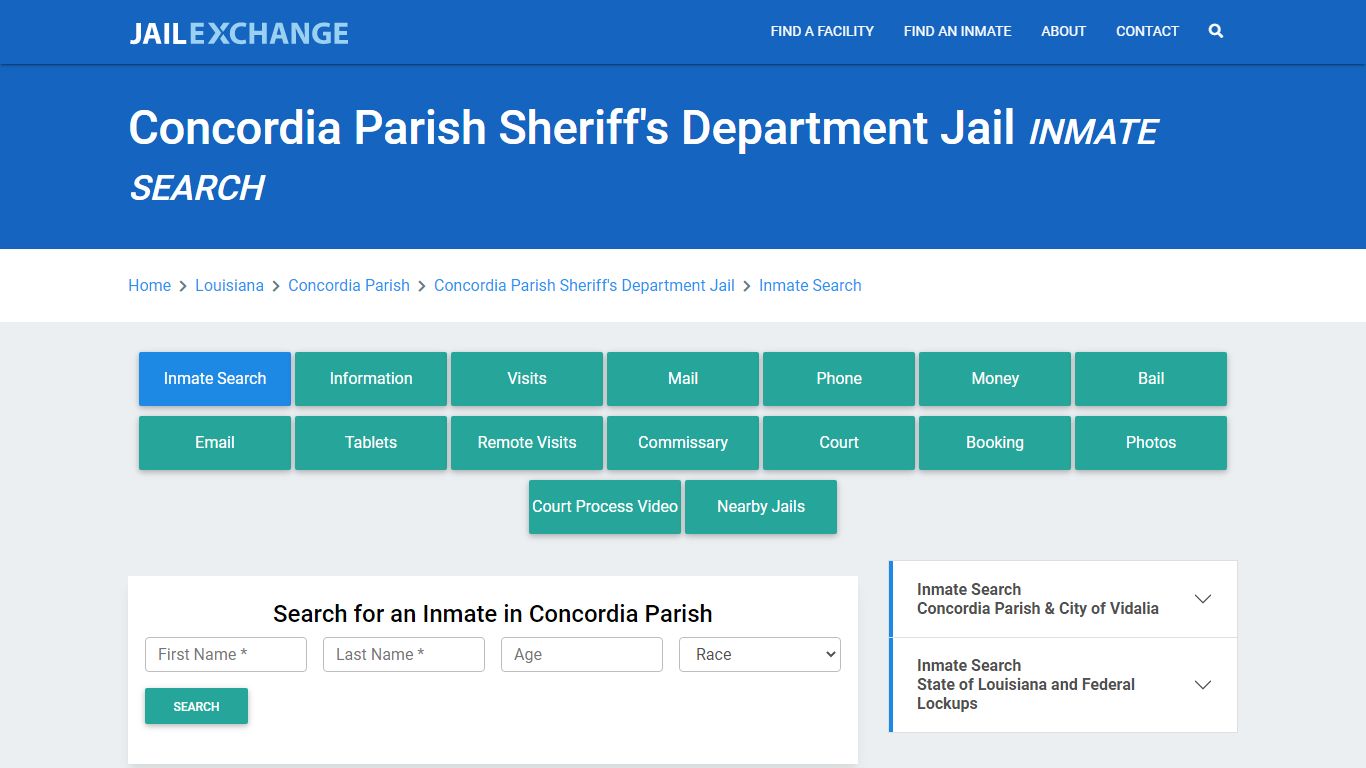 Concordia Parish Sheriff's Department Jail Inmate Search - Jail Exchange