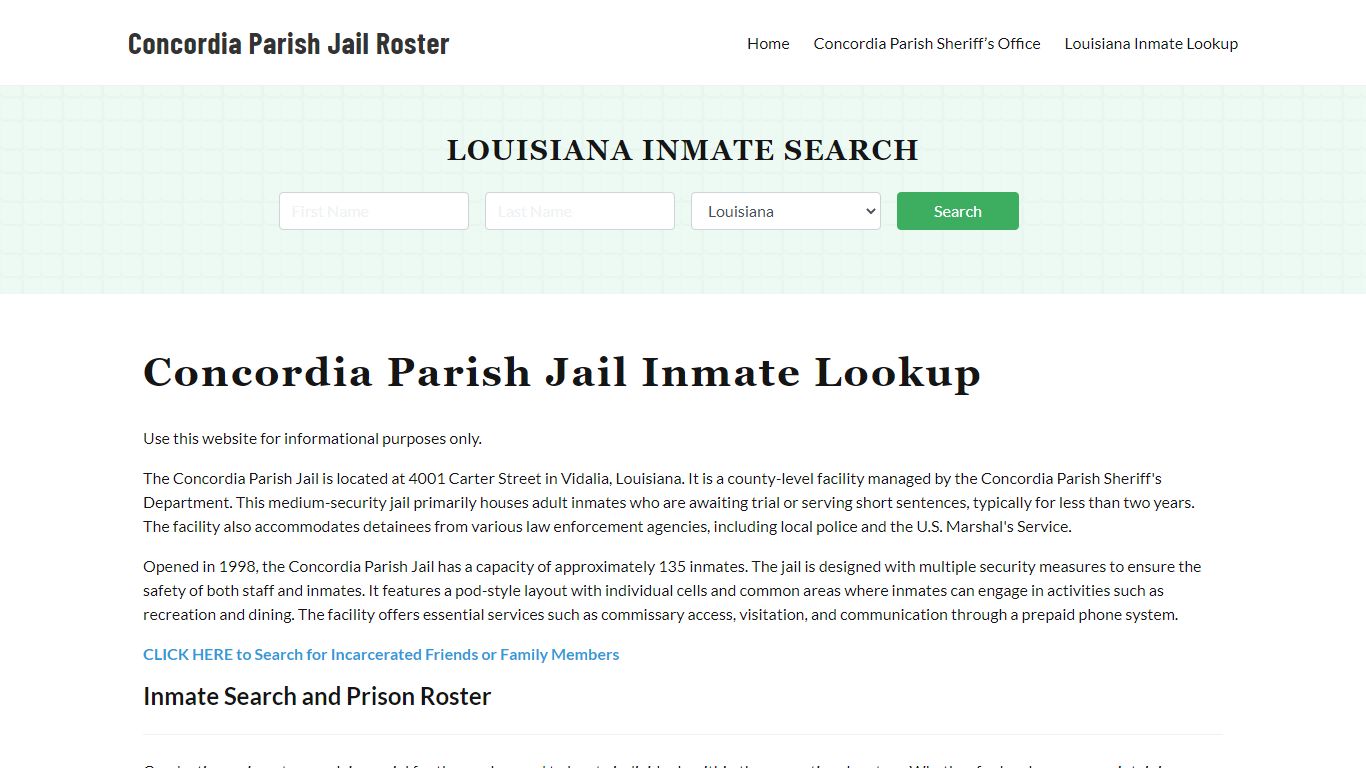 Concordia Parish Jail Roster Lookup, LA, Inmate Search